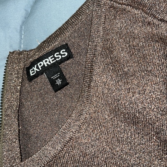 Express Shimmery Bronze fitted stretchy dress. - Picture 11 of 16